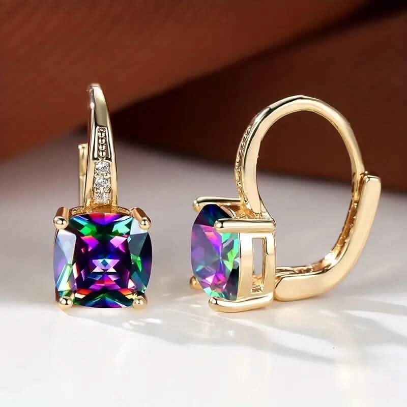 Multicolor Square Cut Stone Drop Earrings Earrings - DailySale