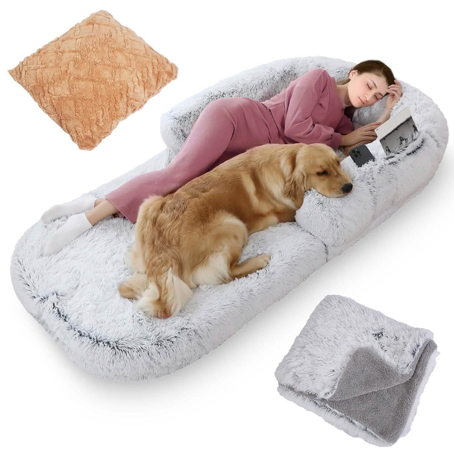 Napping Human-Sized Dog Bed Machine Washable Zipped Removable Cover Pet Supplies - DailySale