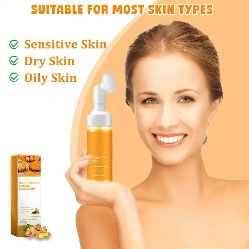 Natural Turmeric Glow Facial Cleanser - Gentle Foaming Face Wash for All Skin Types, Anti-Inflammatory, Brightening, and Hydrating - Cruelty-Free, Vegan, and Paraben-Free Skincare Beauty & Personal Care - DailySale