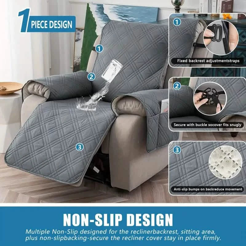 Non Slip Recliner Chair Cover, Washable Reclining Chair/Furniture Protector Furniture & Decor - DailySale