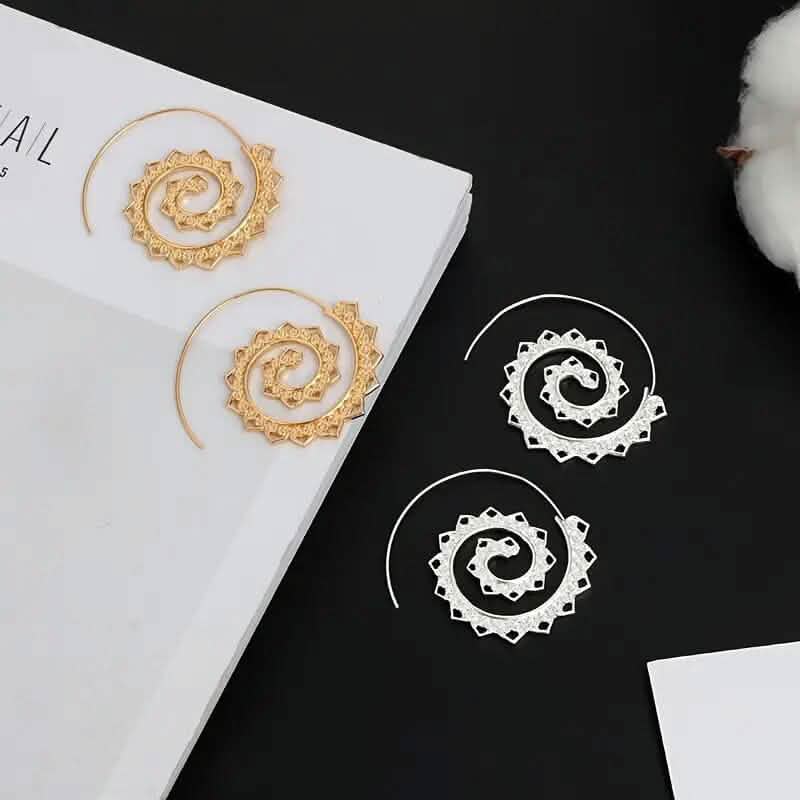 Oval Spiral Exaggerated Swirl Gear Heart Shape Earrings Earrings - DailySale
