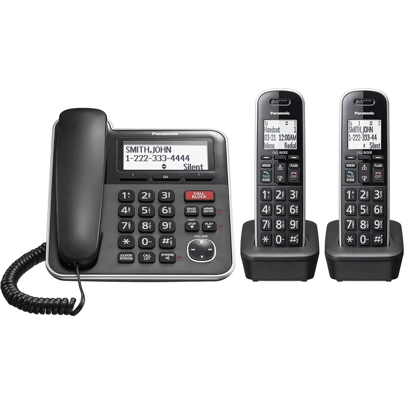 Panasonic Expandable Corded/Cordless Phone System with Answering Machine and One Touch Call Blocking – 2 Handsets Household Appliances - DailySale