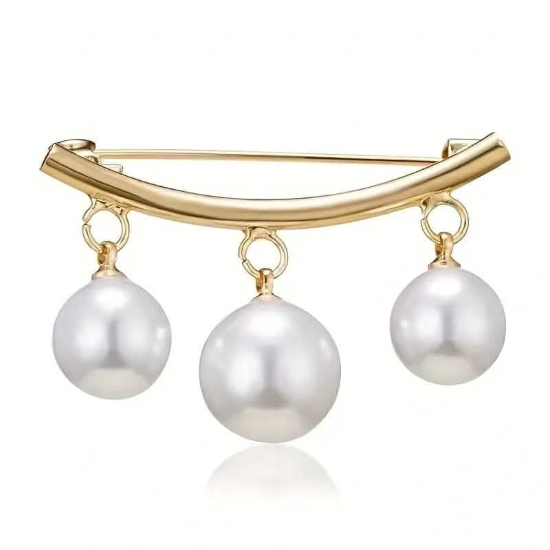 Pearl Fixed Collar Clip Charm Safety Pin Everything Else Gold - DailySale