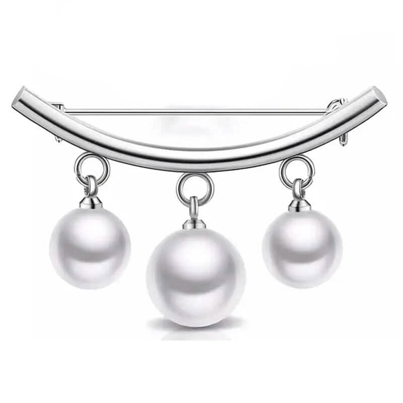 Pearl Fixed Collar Clip Charm Safety Pin Everything Else Silver - DailySale