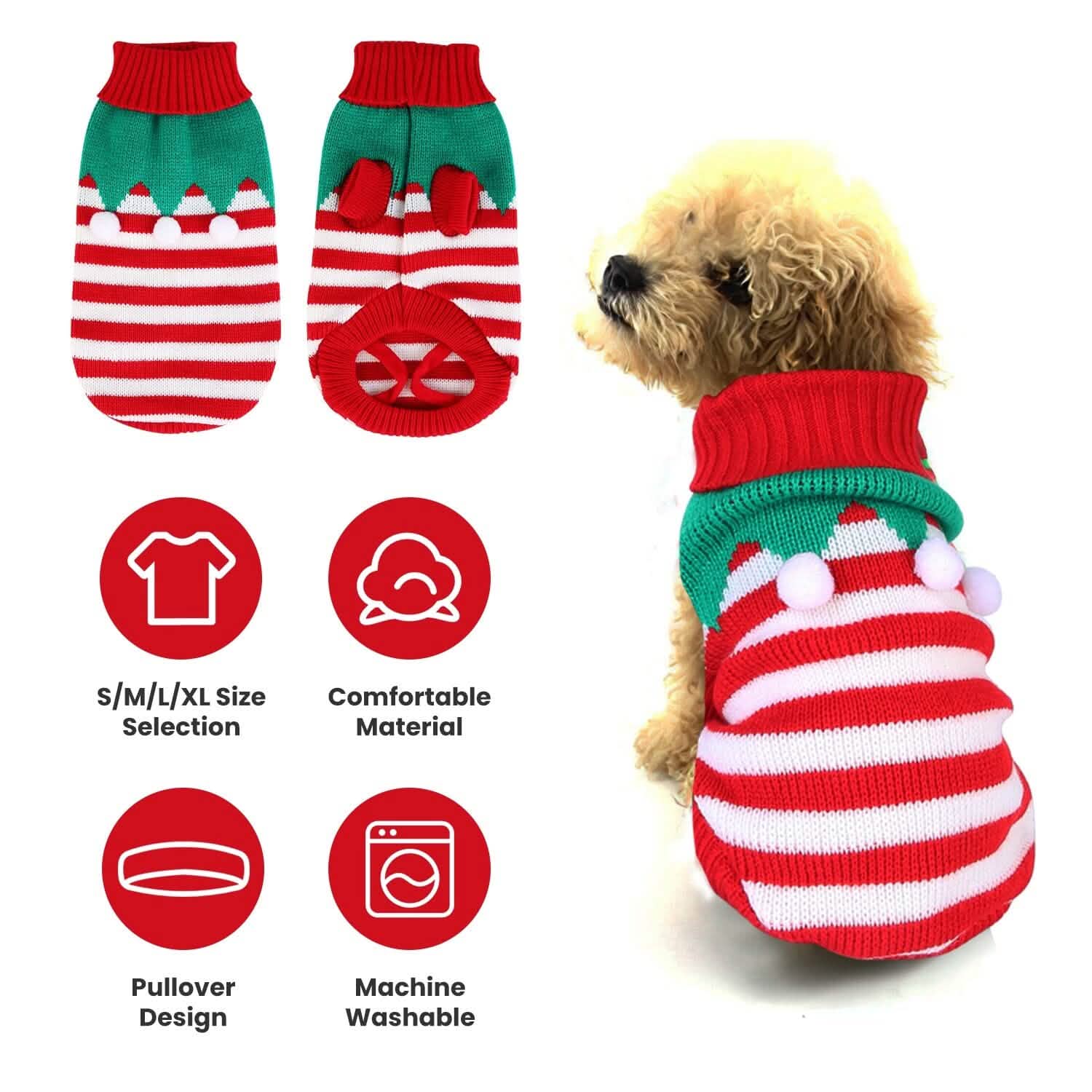 Pet Christmas Turtleneck Sweater Pet Supplies - DailySale