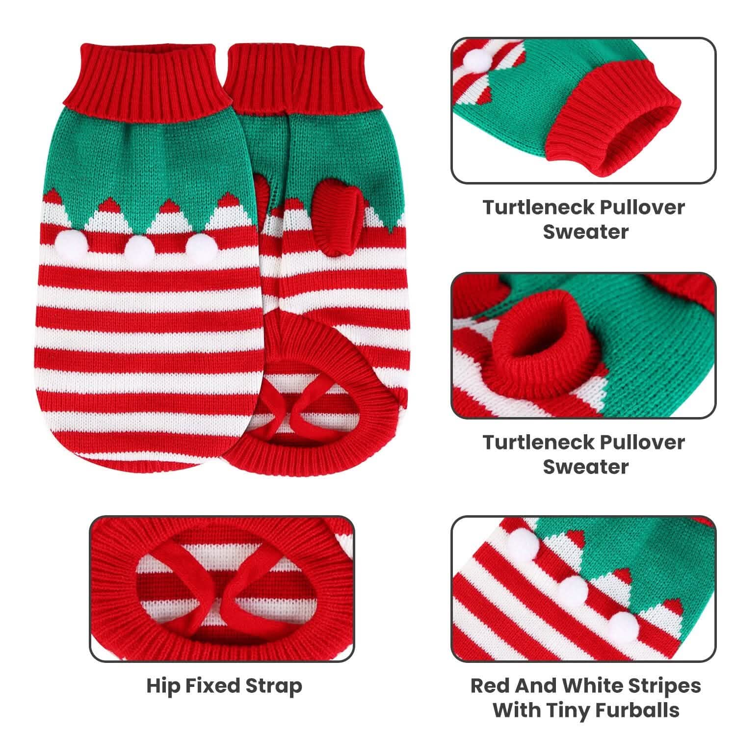Pet Christmas Turtleneck Sweater Pet Supplies - DailySale