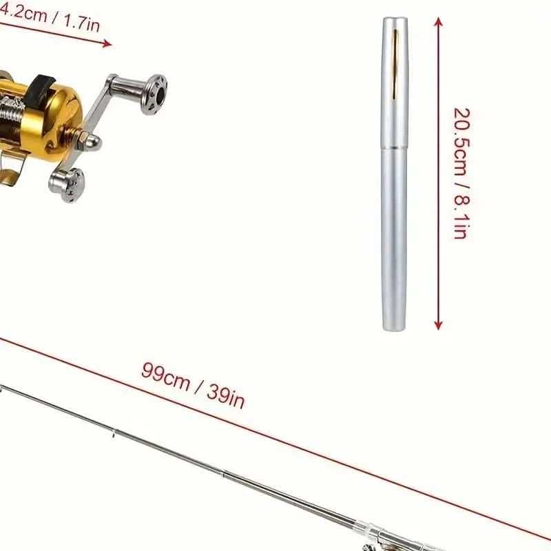 Pocket Size Fishing Rod, Small Mini Pen Shape Fishing Rod and Spinning Reel Combos Kit Sports & Outdoors - DailySale