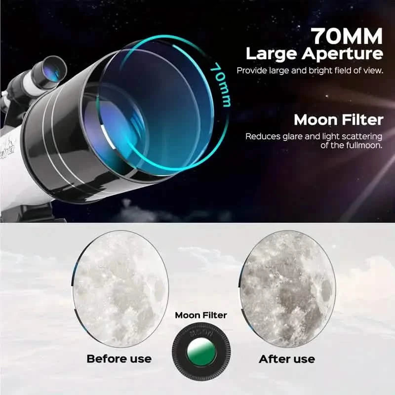 Portable Astronomical 150X Telescope 70mm Aperture Telescope Monocular With Tripod Sports & Outdoors - DailySale