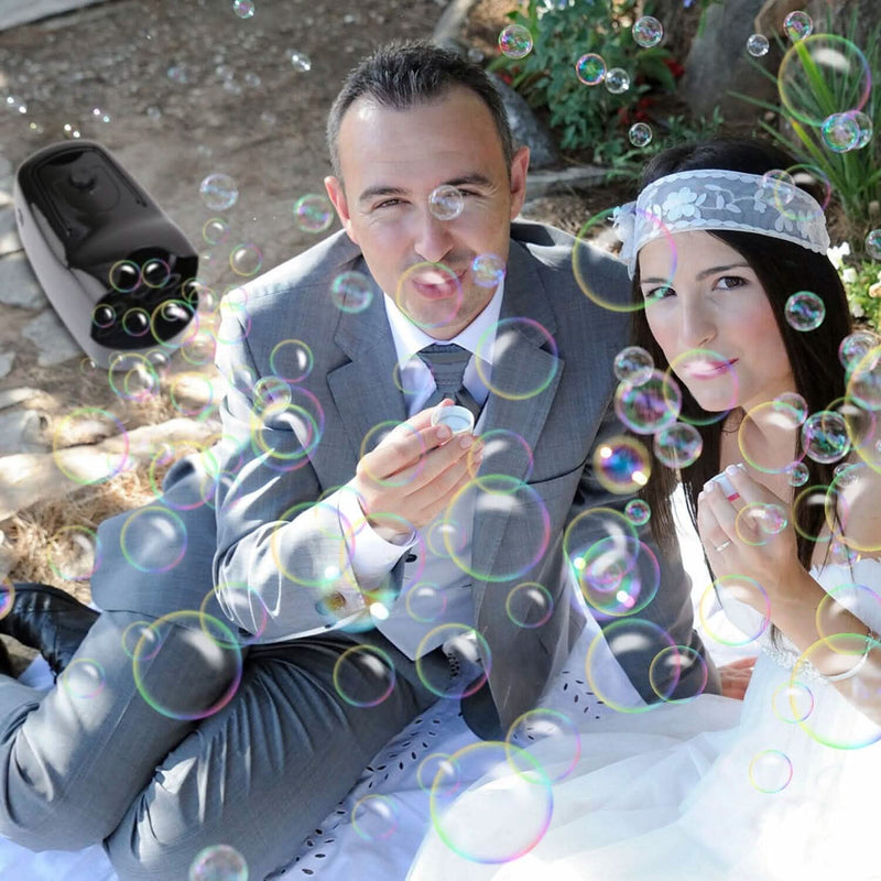Portable Bubble Blowing Machine with 2 Speeds Handle 3000-4000 Bubbles Per Minute Plug-In Battery Powered Holiday Decor & Apparel - DailySale