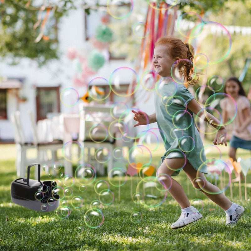 Portable Bubble Blowing Machine with 2 Speeds Handle 3000-4000 Bubbles Per Minute Plug-In Battery Powered Holiday Decor & Apparel - DailySale