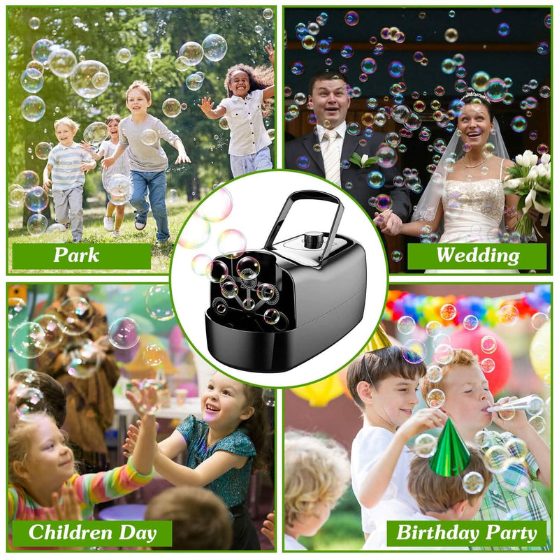 Portable Bubble Blowing Machine with 2 Speeds Handle 3000-4000 Bubbles Per Minute Plug-In Battery Powered Holiday Decor & Apparel - DailySale