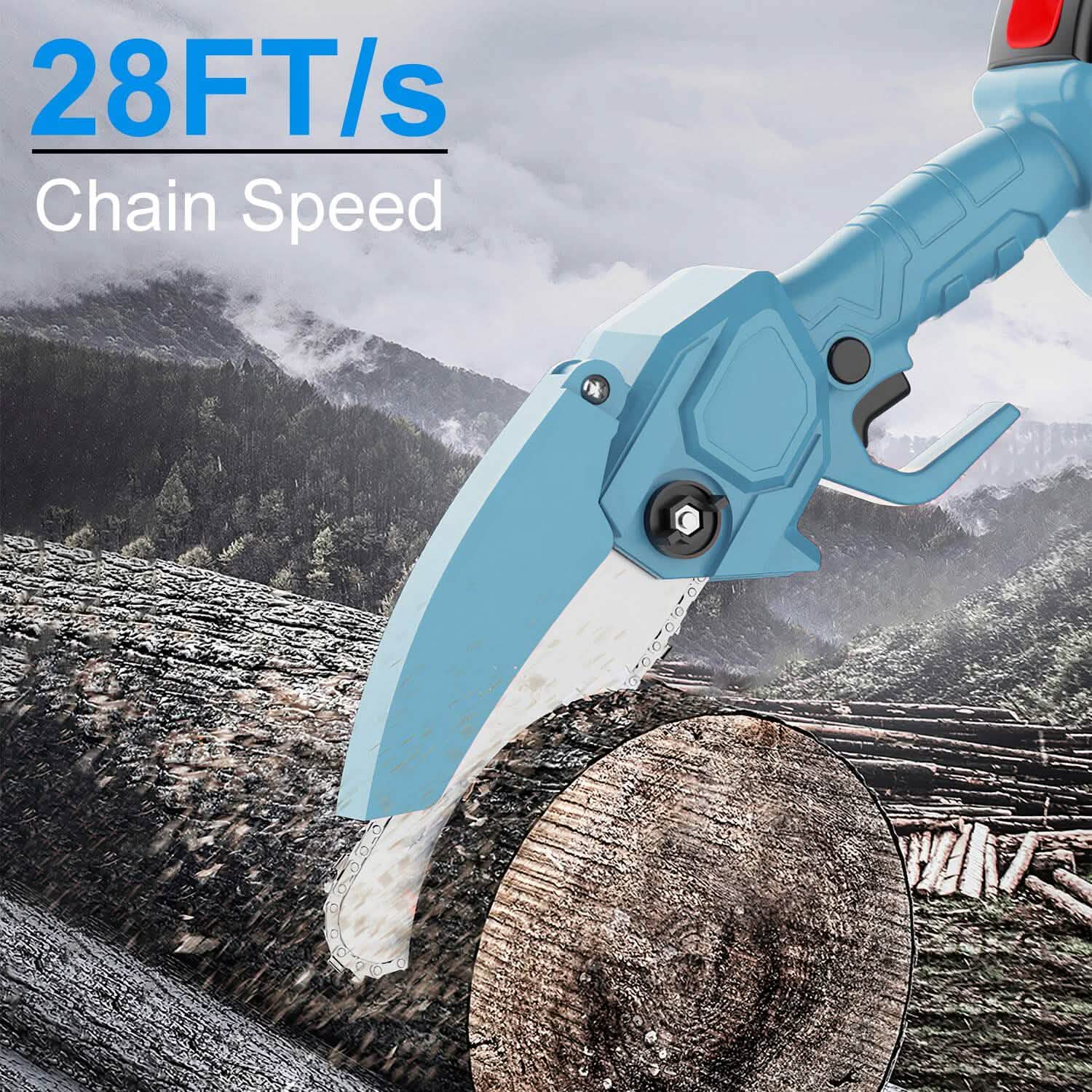 Portable Handheld Cordless Small Chain Saw Battery Powered with 2Pcs 2200mAh Rechargeable Batteries 4in/6in Chains for Pruning Trees Wood Cutting Home Improvement - DailySale