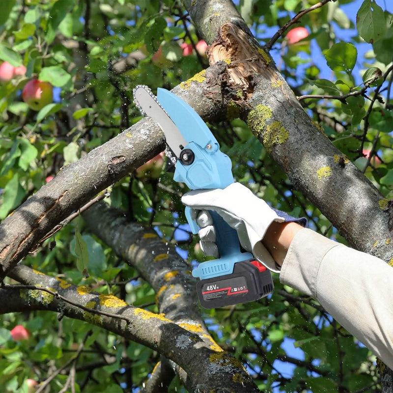 Portable Handheld Cordless Small Chain Saw Battery Powered with 2Pcs 2200mAh Rechargeable Batteries 4in/6in Chains for Pruning Trees Wood Cutting Home Improvement - DailySale