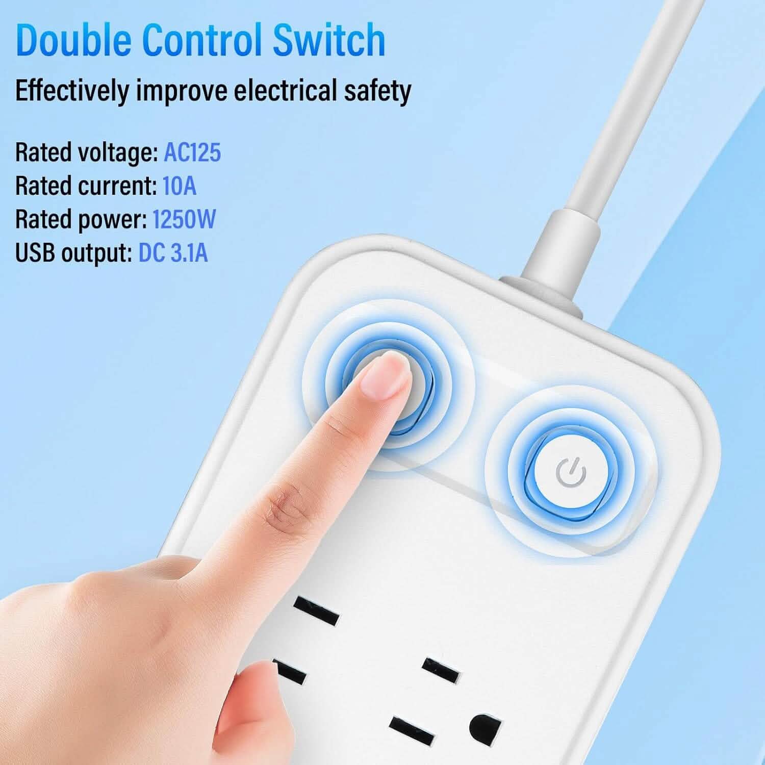 Power Strip with Surge Protector Extension Cord Batteries & Power Accessories - DailySale