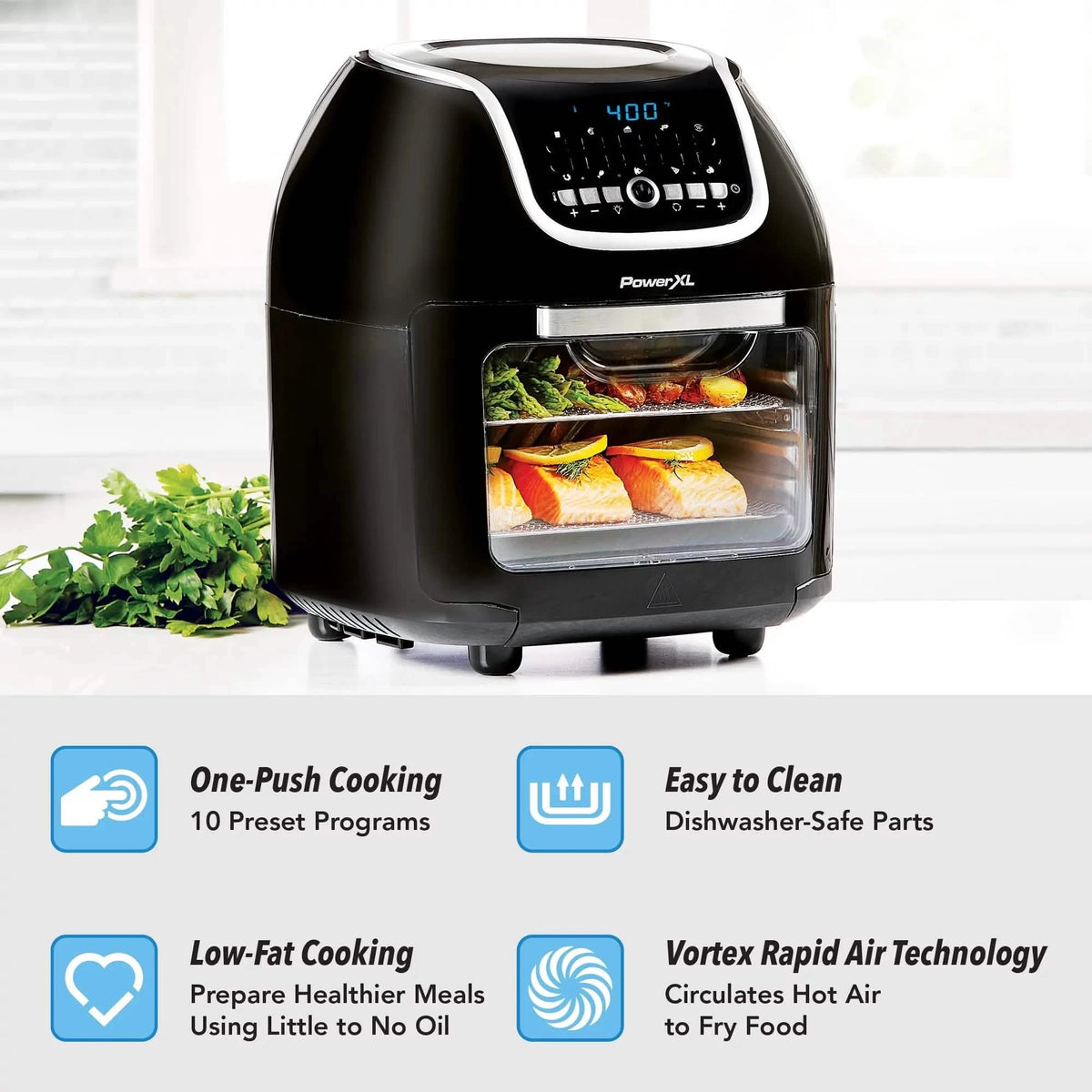 PowerXL Vortex Air Fryer Pro Plus 10 Quart Capacity, Black, 1700 Watts (Black) Kitchen Appliances - DailySale