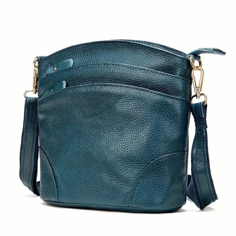 Premium Genuine Cowhide Leather Crossbody Bag Bags & Travel Blue - DailySale