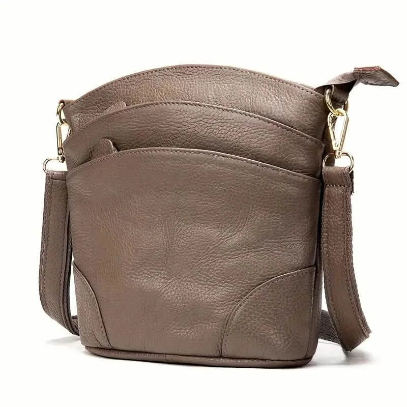 Premium Genuine Cowhide Leather Crossbody Bag Bags & Travel Gray - DailySale
