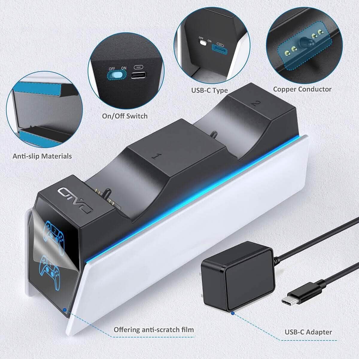 PS5 Controller Charger Station with Fast Charging AC Adapter 5V/3A Video Games & Consoles - DailySale