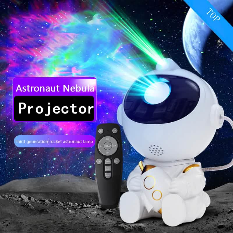 Astronaut galaxy projector with remote, projecting a nebula