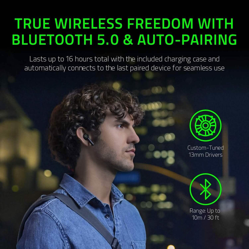 Razer Hammerhead 13MM Drivers True Wireless Bluetooth Gaming Earbuds (Refurbished) Headphones - DailySale