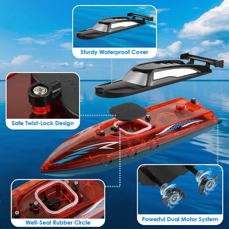 RC Boat with Colorful LED Light 10KM/H Toys & Games - DailySale