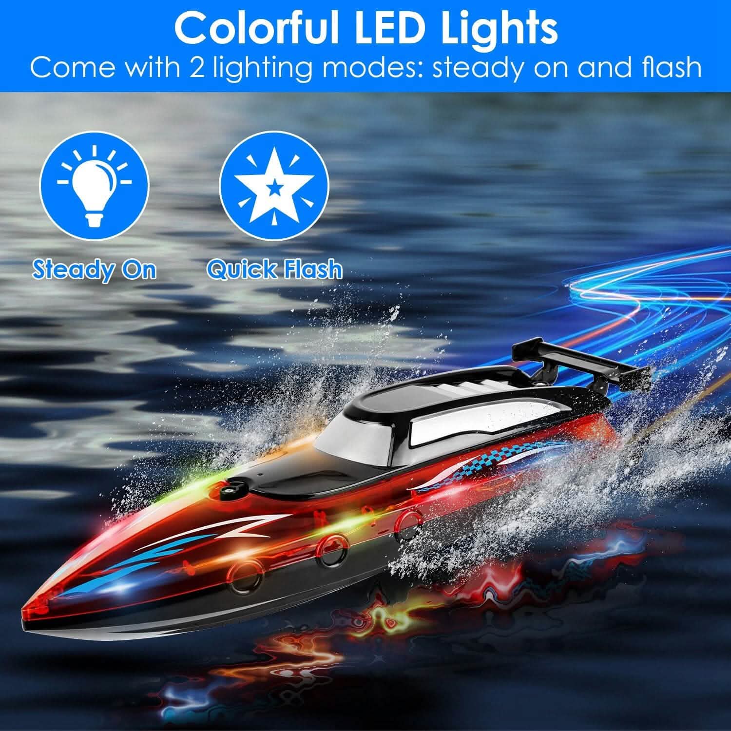 RC Boat with Colorful LED Light 10KM/H Toys & Games - DailySale