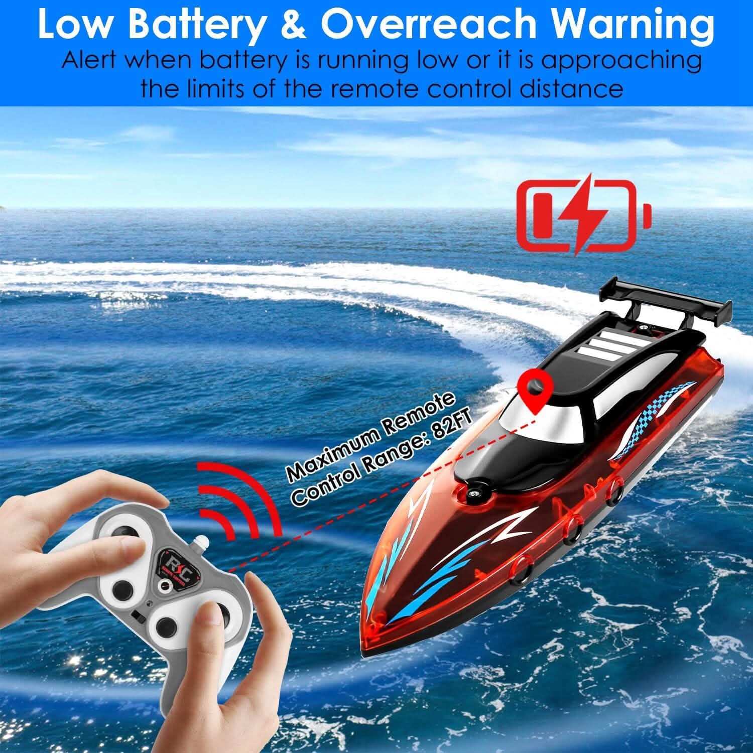 RC Boat with Colorful LED Light 10KM/H Toys & Games - DailySale