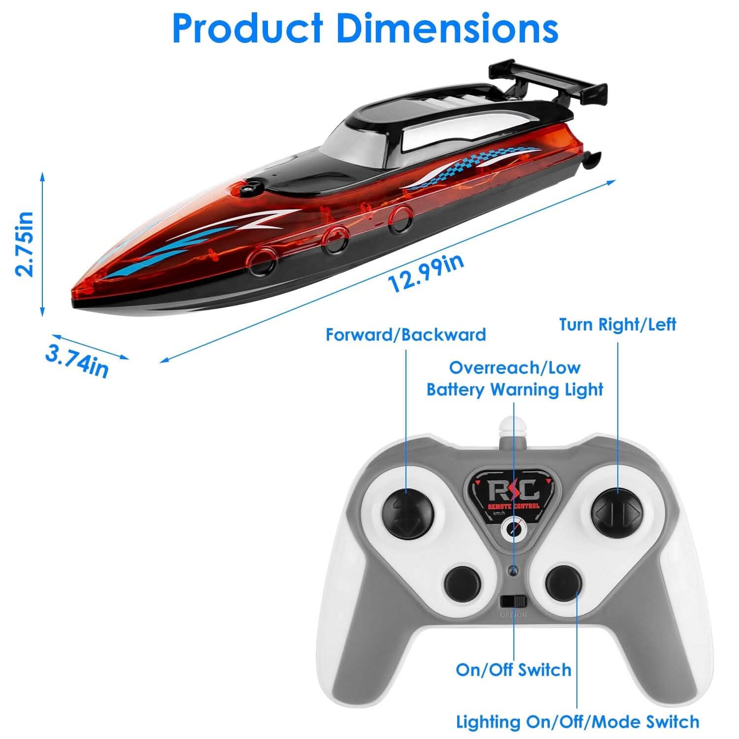 RC Boat with Colorful LED Light 10KM/H Toys & Games - DailySale