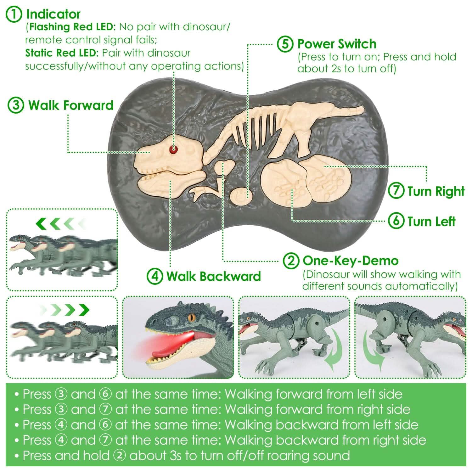 Remote Control Dinosaur with 3D Eye Roaring Sounds for 3-12 Years Old Toys & Games - DailySale