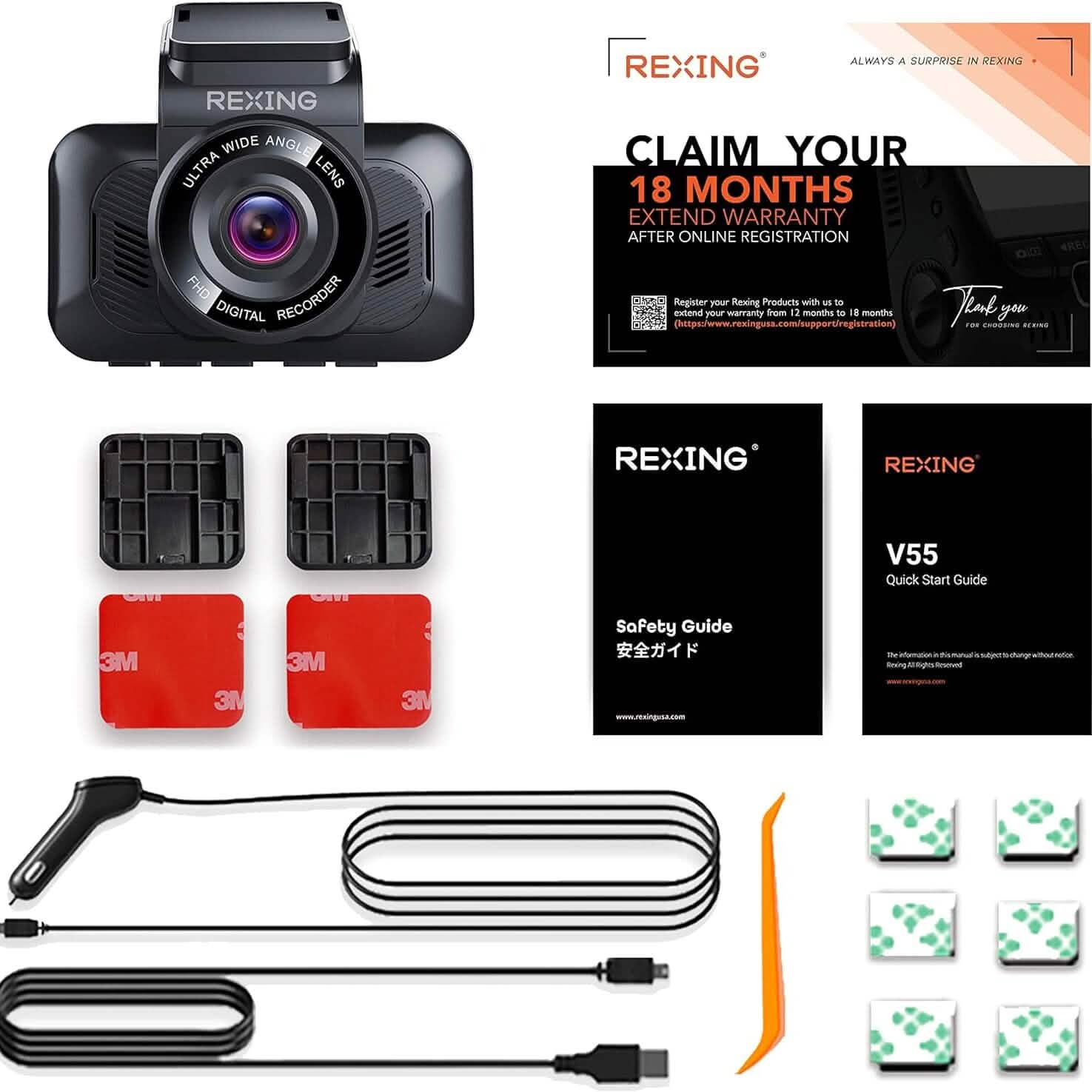 RexingUSA V55 Dash Cam - 4k Modular Capabilities Automotive - DailySale