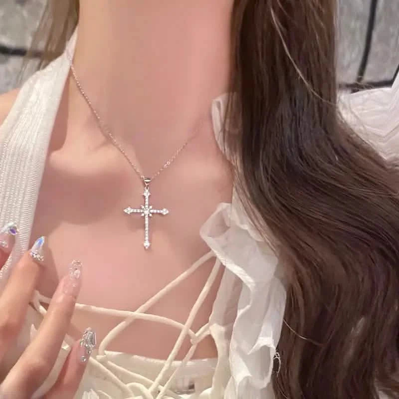 Rhinestone Exquisite Zircon Cross Pendant Necklace Necklaces - DailySale