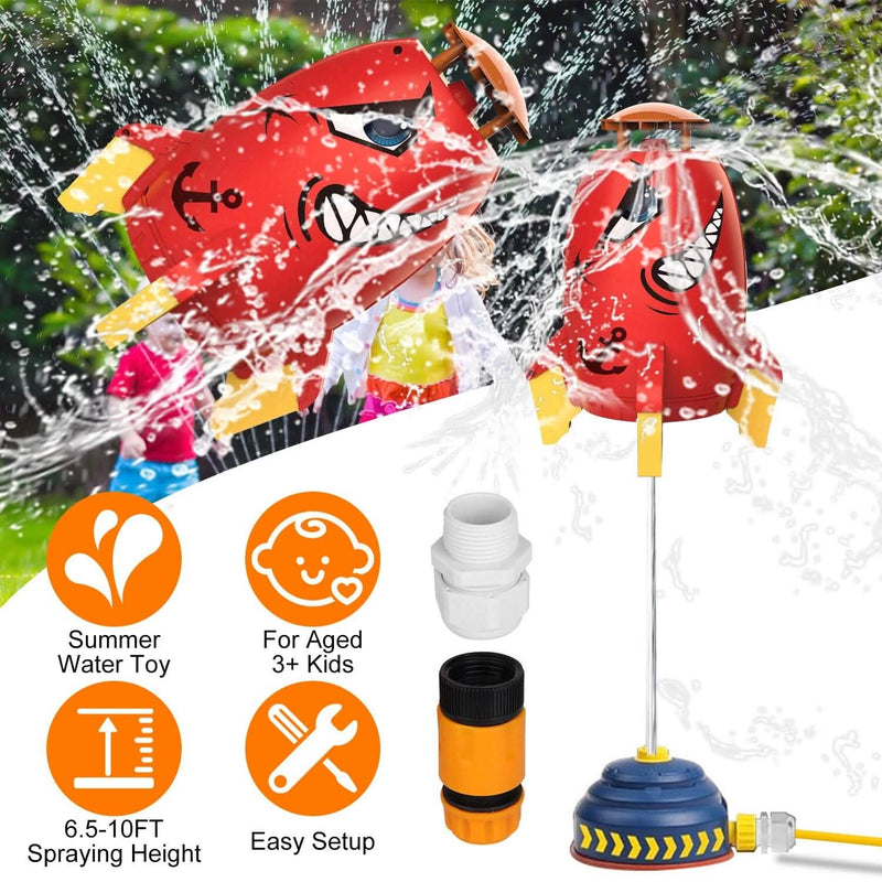Rocket Sprinkler Launcher Water Sprinkler Flying Splashing 360° Rotation for 3+ Years Old Toys & Games - DailySale