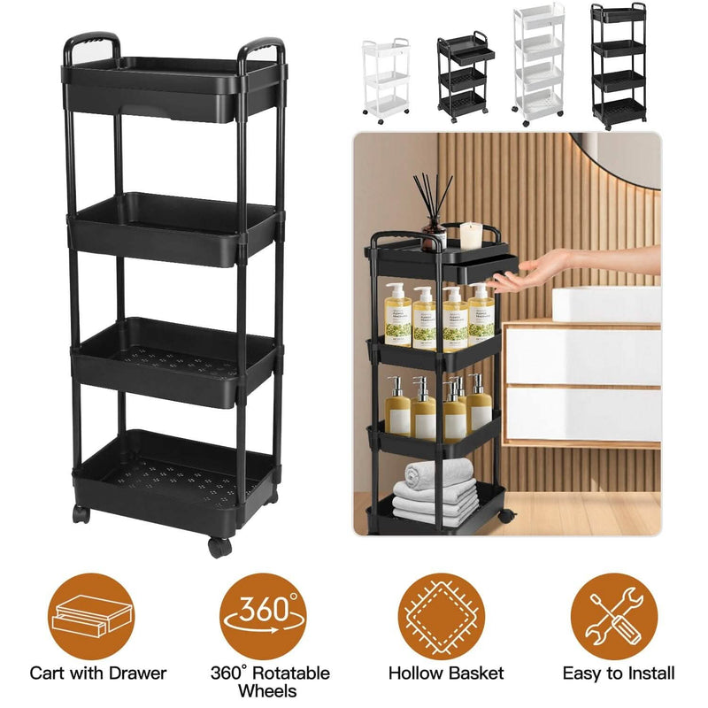 Rolling Utility Cart with Drawer Kitchen Storage - DailySale