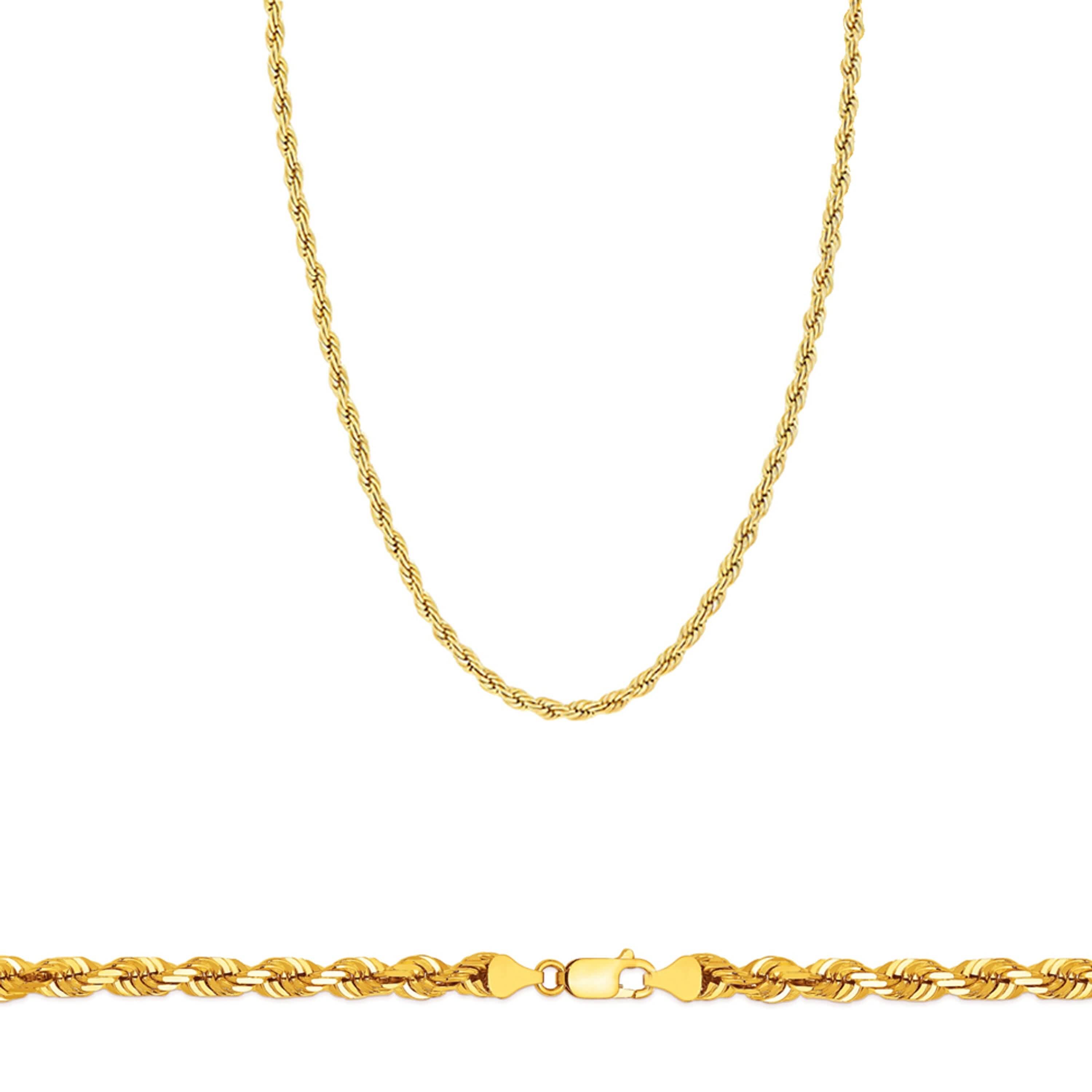 Rope Chain in Yellow Gold - 2mm Necklaces - DailySale