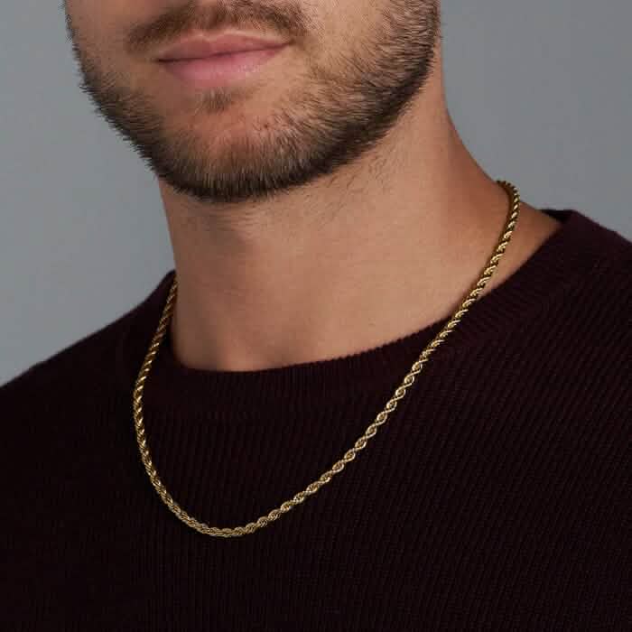 Rope Chain in Yellow Gold - 3mm Necklaces 16" - DailySale