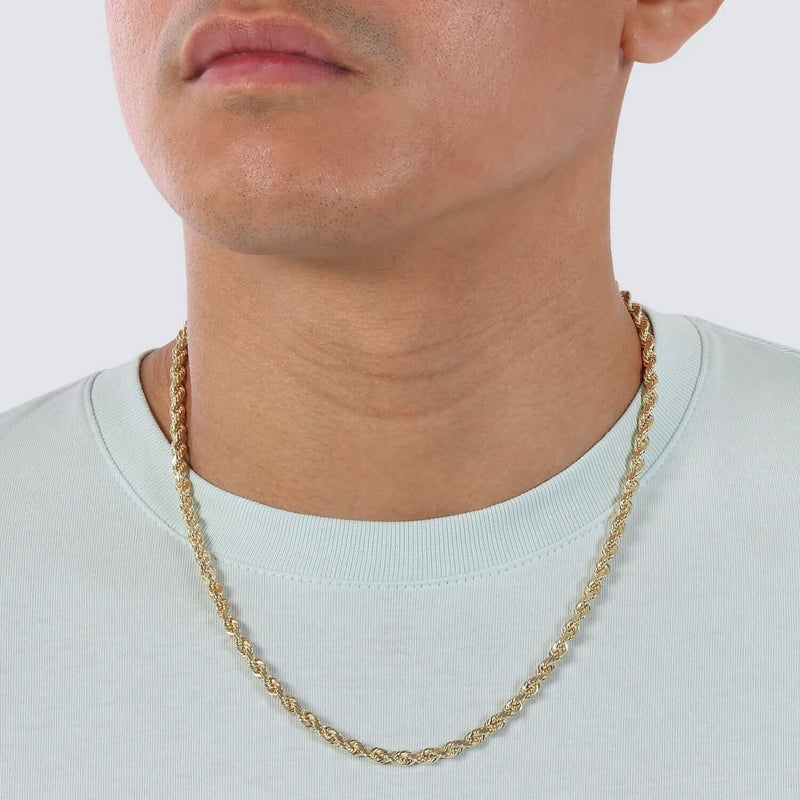 Rope Chain in Yellow Gold - 5mm Necklaces 16" - DailySale