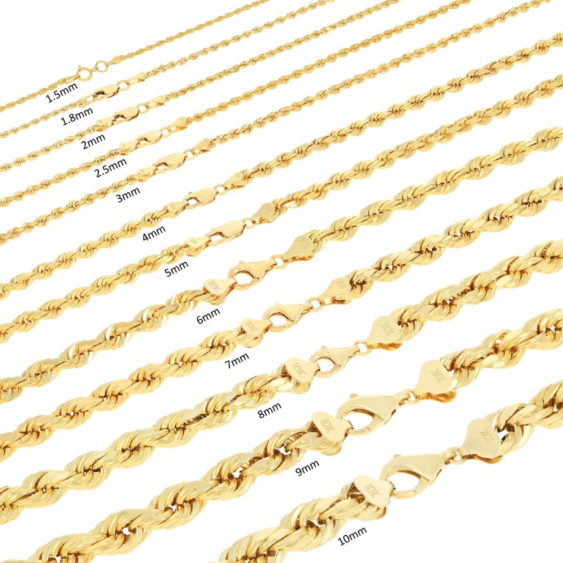 Rope Chain in Yellow Gold - 5mm Necklaces - DailySale