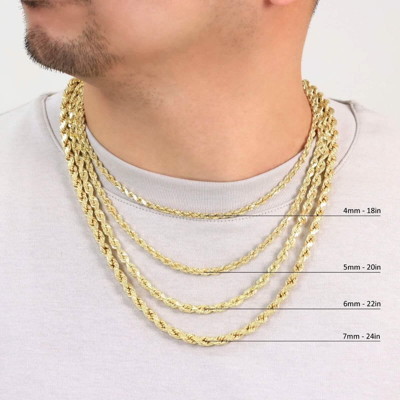 Rope Chain in Yellow Gold - 5mm Necklaces - DailySale