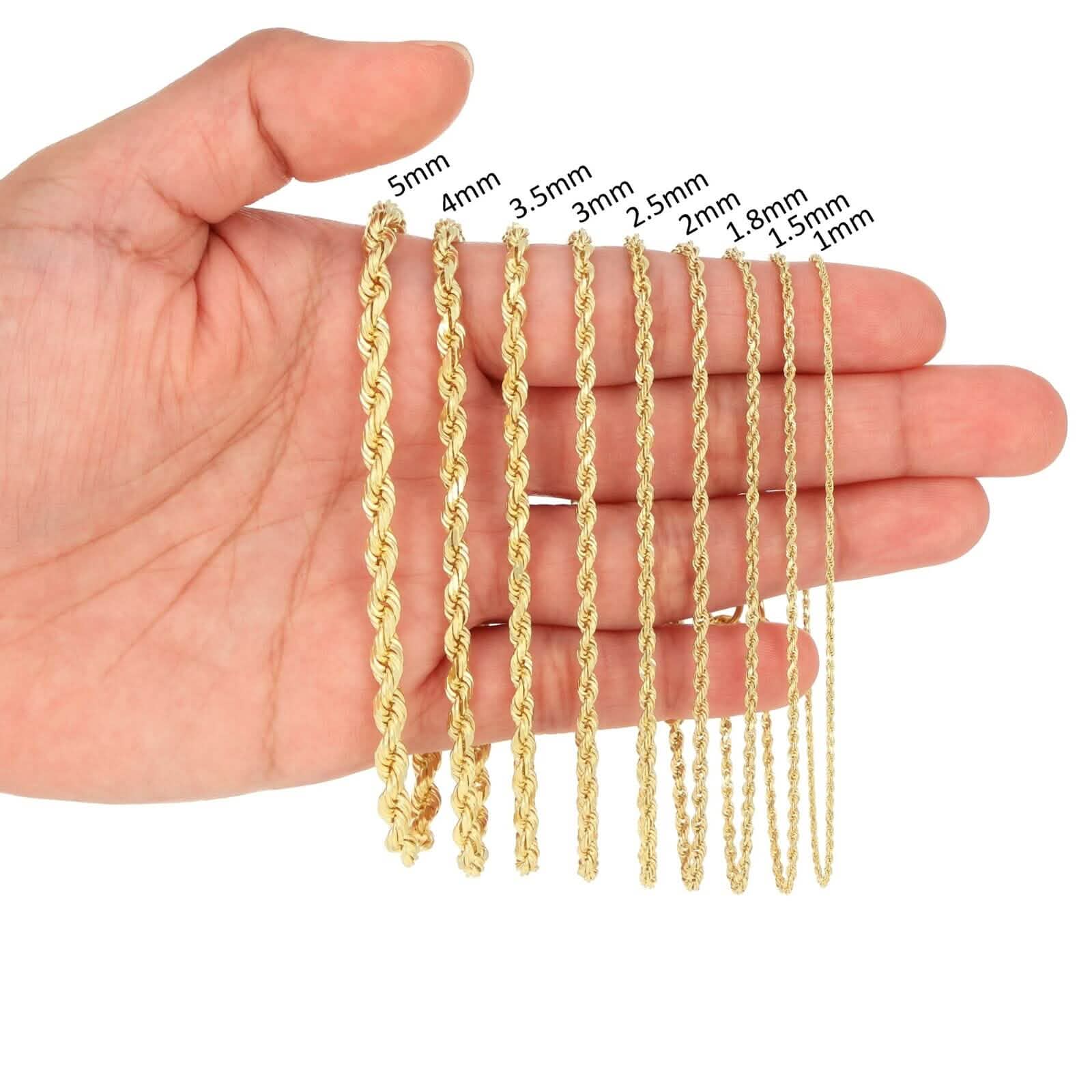 Rope Chain in Yellow Gold - 5mm Necklaces - DailySale