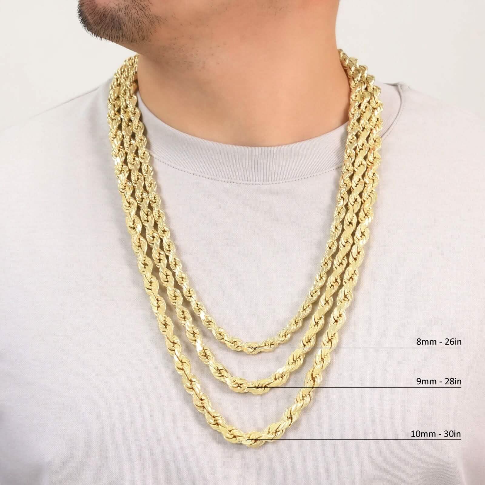 Rope Chain in Yellow Gold - 7mm Necklaces - DailySale