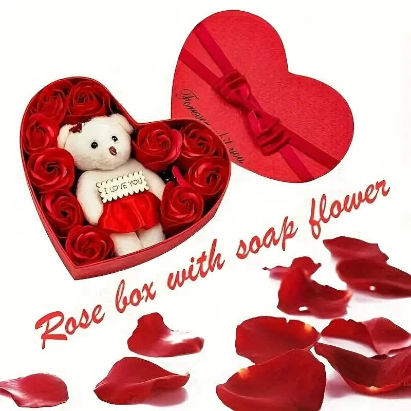 Rose-Shaped Soap Gift Box With Heart-Shaped Artificial Roses Holiday Decor & Apparel - DailySale