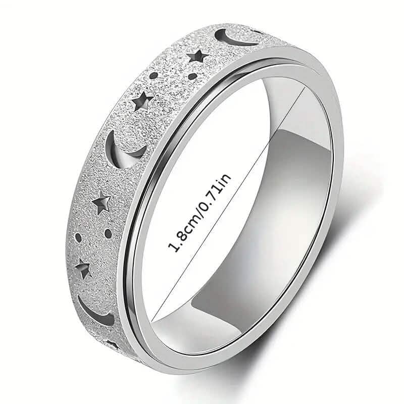 Rotatable Anxiety Fidget Ring Moon and Star Design Rings - DailySale