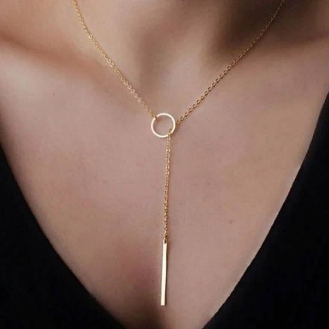 Round Stick Pendant Necklace Necklaces Gold - DailySale