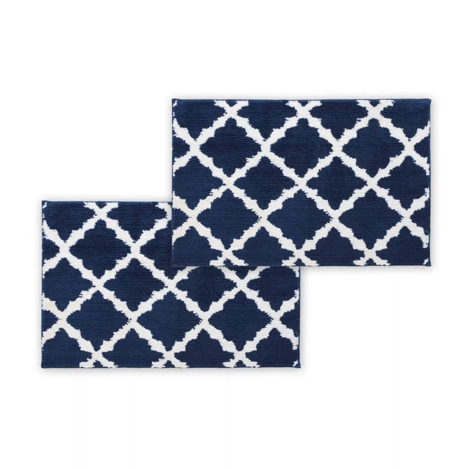 Bibb Home 1-2 Pack Trellis Micro Shag Bath Rugs 20"x 32"
