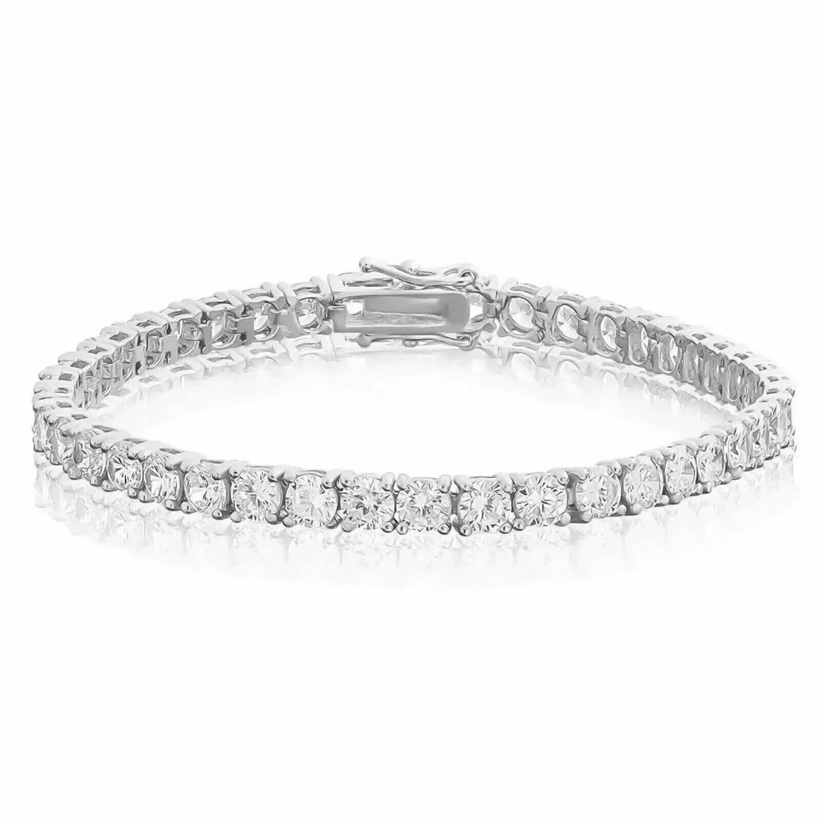 16 Carat TW Round Lab Grown Diamond 8” Tennis Bracelet in 14k White Gold