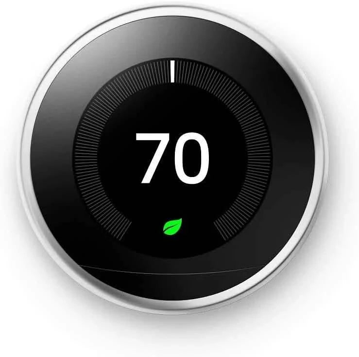 Google Nest 3rd Generation Programmable Thermostat w/Base Polished Steel T3019US (Refurbished)