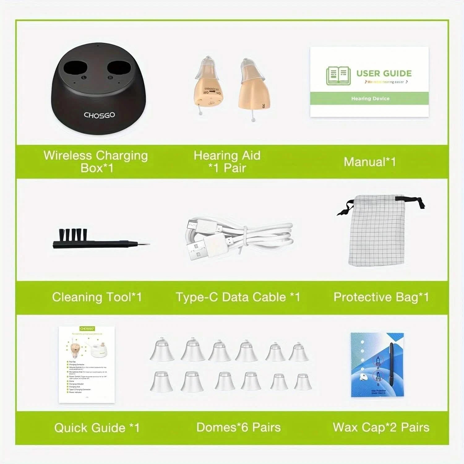 Rechargeable Hearing Aids – Invisible In-Ear, Noise Reduction, Volume Control