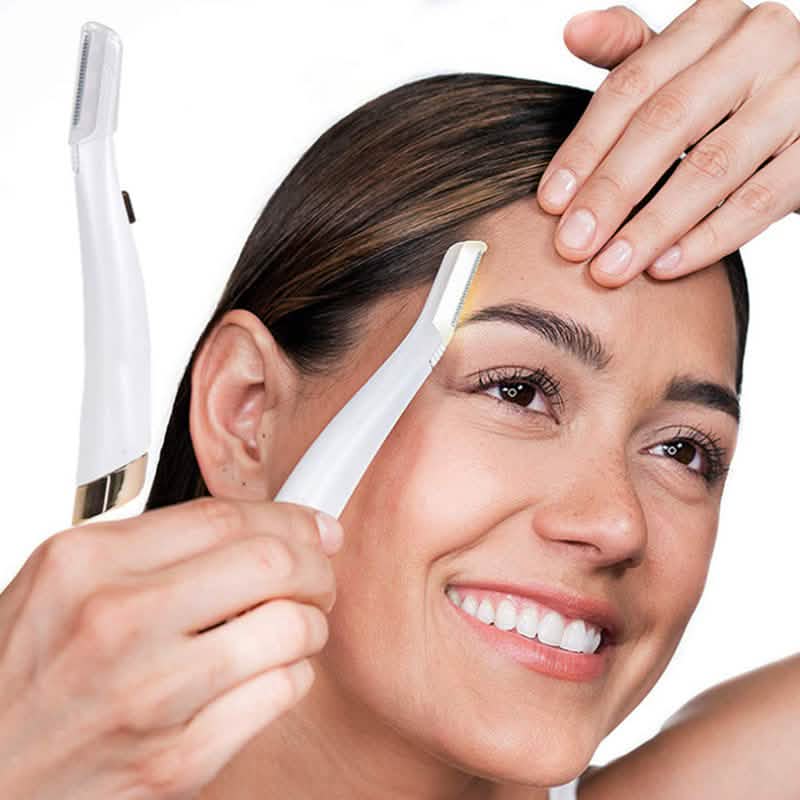 Shaping the brow line with the facial razor