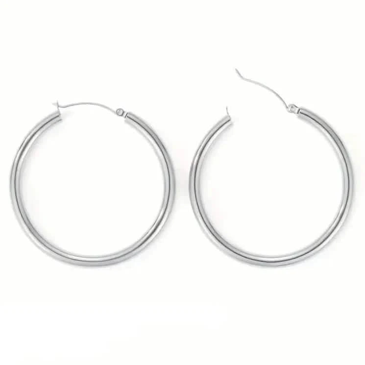 S925 50mm Solid Hoop Earrings for Women Earrings Silver - DailySale