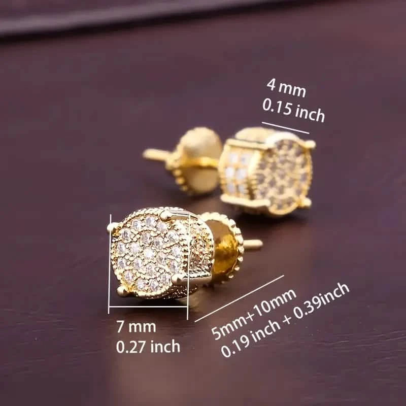 S925 Silver Hip-hop Men's Earrings With Synthetic Zirconia Micro-setting Color Plating Round Earrings Earrings - DailySale